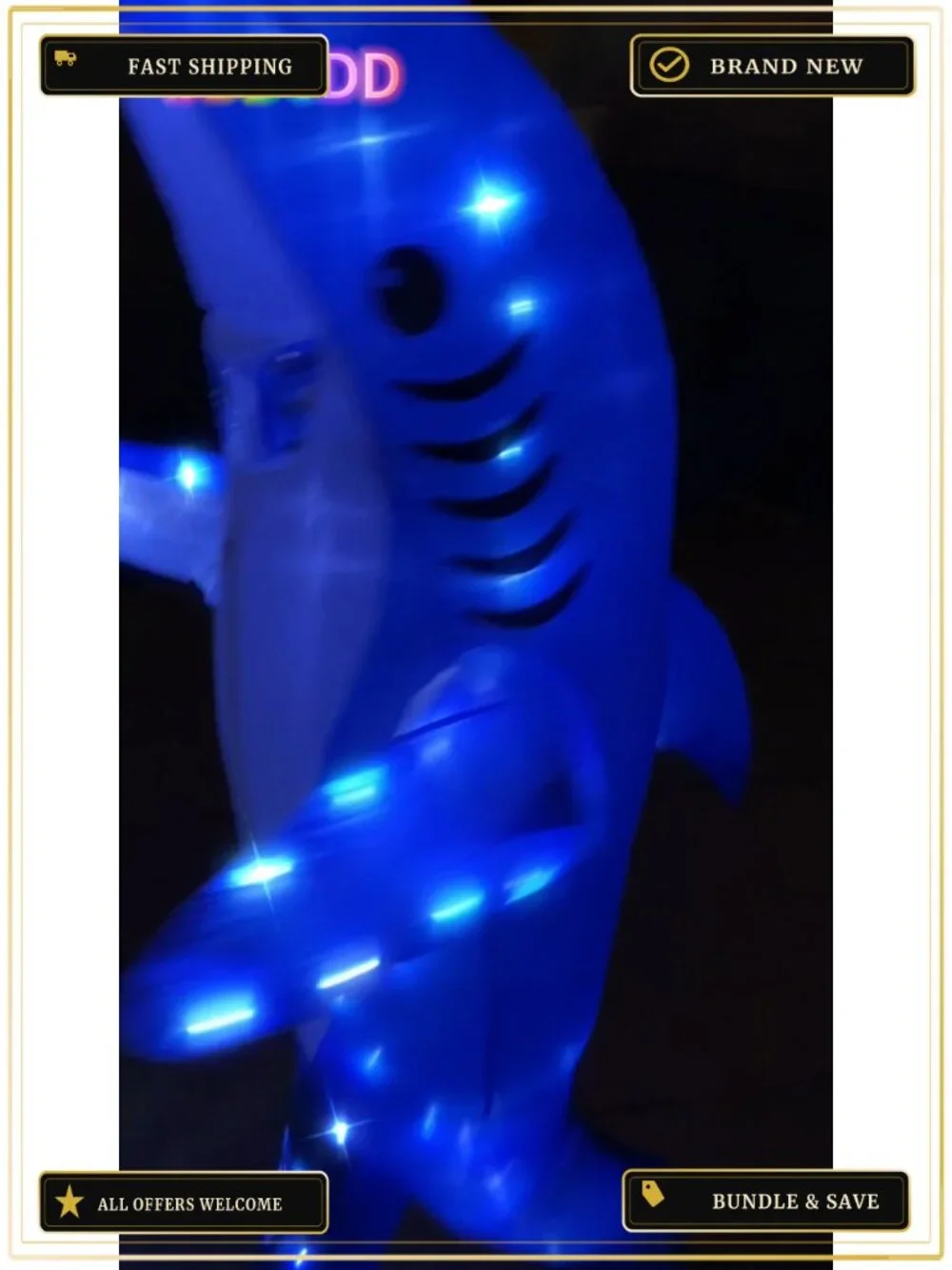 Kids Shark Inflatable LED Light Up Costume Blow Up Halloween